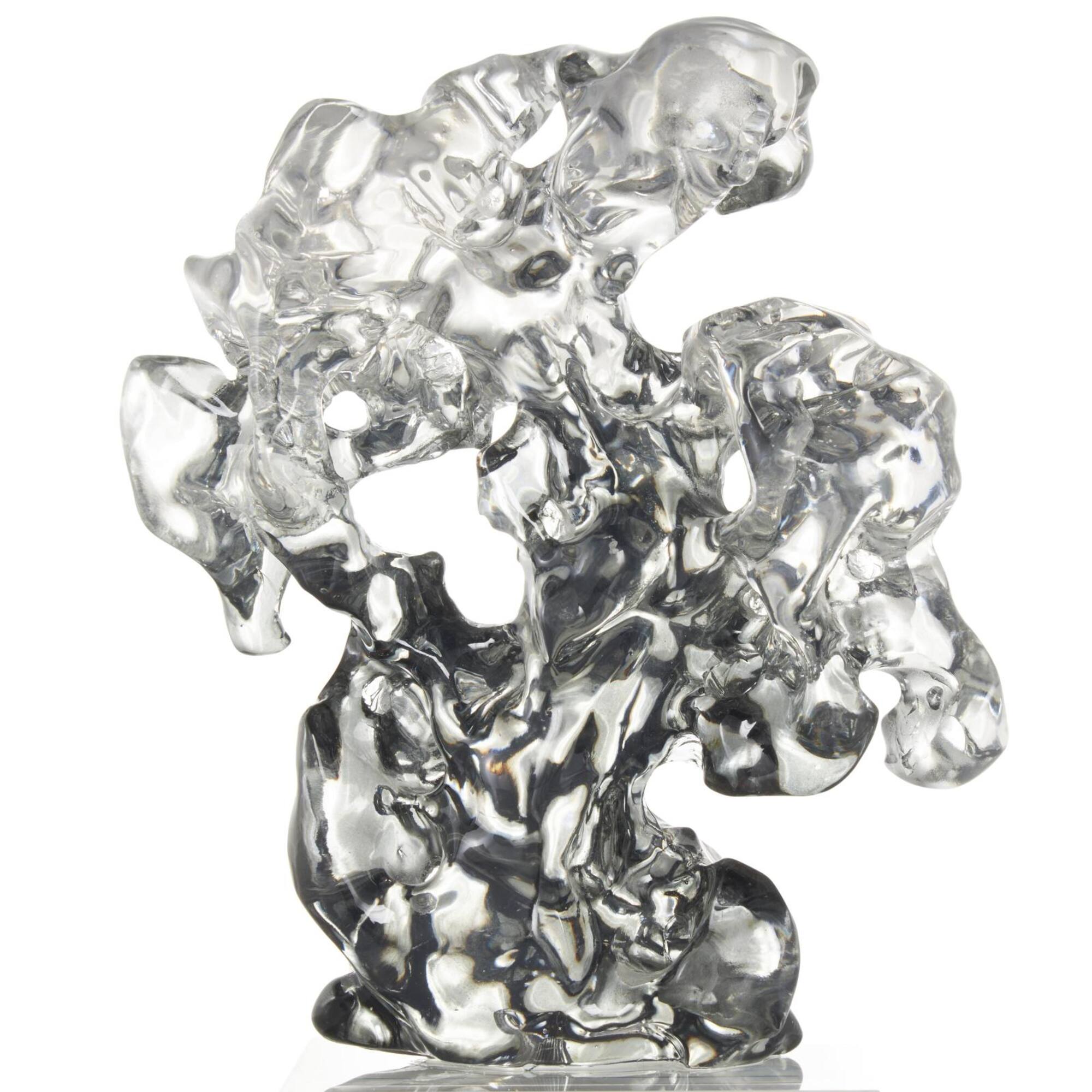 10" Clear Freeform Glass Sculpture